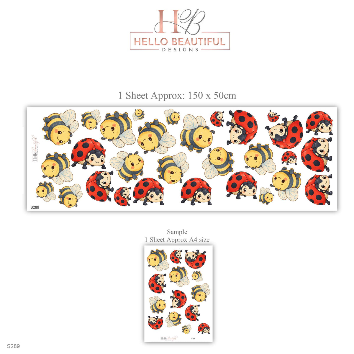 Bee Wall Stickers, Bumble Bee and Ladybird Nursery Decor, Cute Bug Wall Decals, Yellow Red Kids Room Peel and Stick Wall Art
