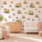 Digger Wall Stickers, Construction Vehicle Nursery Decor, Excavator and Road Roller Wall Decals, Yellow Boys Room Peel and Stick Wall Art