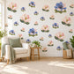 Magnolia Wall Stickers, Pink Blue Flower Nursery Decor, Magnolia and Anemone Wall Decals, Blush Periwinkle Girls Room Peel and Stick Art