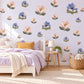 Magnolia Wall Stickers, Pink Blue Flower Nursery Decor, Magnolia and Anemone Wall Decals, Blush Periwinkle Girls Room Peel and Stick Art
