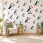 Puffin Wall Stickers, Coastal Puffin Nursery Decor, Cute Seabird Wall Decals, Navy Orange Nautical Kids Room Peel and Stick Wall Art