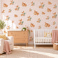 Deer Wall Stickers, Baby Fawn Woodland Nursery Decor, Sleeping Deer Wall Decals, Caramel Sage Neutral Kids Room Peel and Stick Wall Art