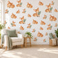 Deer Wall Stickers, Baby Fawn Woodland Nursery Decor, Sleeping Deer Wall Decals, Caramel Sage Neutral Kids Room Peel and Stick Wall Art