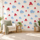 Winter Wall Stickers, Mitten and Bobble Hat Nursery Decor, Cute Christmas Wall Decals, Blue Red Kids Room Peel and Stick Wall Art