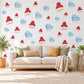 Winter Wall Stickers, Mitten and Bobble Hat Nursery Decor, Cute Christmas Wall Decals, Blue Red Kids Room Peel and Stick Wall Art