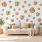 Sloth Wall Stickers, Cute Sloth Jungle Nursery Decor, Sloths with Mangoes Wall Decals, Brown Green Tropical Kids Room Peel and Stick Art