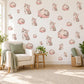 Kitten Wall Stickers, Cute Cat and Blossom Nursery Decor, Sleepy Kittens Wall Decals, Blush Pink Grey Girls Room Peel and Stick Wall Art