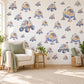 Space Rover Wall Stickers, Moon Lander Nursery Decor, Lunar Space Vehicle Wall Decals, Periwinkle Peach Kids Room Peel and Stick Wall Art