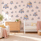 Space Rover Wall Stickers, Moon Lander Nursery Decor, Lunar Space Vehicle Wall Decals, Periwinkle Peach Kids Room Peel and Stick Wall Art