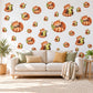 Red Panda Wall Stickers, Cute Red Panda Nursery Decor, Sleepy Red Pandas with Pears Wall Decals, Rust Green Kids Room Peel and Stick Art