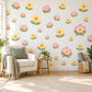 Primrose Wall Stickers, Spring Flower Nursery Decor, Pink Yellow Primrose Wall Decals, Floral Girls Kids Room Peel and Stick Wall Art
