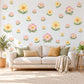 Primrose Wall Stickers, Spring Flower Nursery Decor, Pink Yellow Primrose Wall Decals, Floral Girls Kids Room Peel and Stick Wall Art
