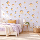 Kite Wall Stickers, Kites and Rainbow Cloud Nursery Decor, Smiling Cloud Wall Decals, Blue Yellow Orange Kids Room Peel and Stick Wall Art