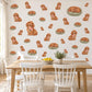 Dachshund Wall Stickers, Sausage Dog Nursery Decor, Puppy and Daisy Wall Decals, Caramel Sage Pink Kids Room Peel and Stick Wall Art