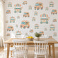 Ice Cream Wall Stickers, Ice Cream Cart and Van Nursery Decor, Retro Ice Cream Truck Wall Decals, Peach Teal Kids Room Peel and Stick Art