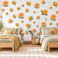 Marigold Wall Stickers, Orange Flower Nursery Decor, Marigold and Zinnia Wall Decals, Warm Orange Green Floral Kids Room Peel and Stick Art