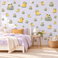 Frog Wall Stickers, Frog and Wellies Nursery Decor, Cute Rainy Day Frog Wall Decals, Green Yellow Blue Kids Room Peel and Stick Wall Art