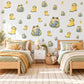 Frog Wall Stickers, Frog and Wellies Nursery Decor, Cute Rainy Day Frog Wall Decals, Green Yellow Blue Kids Room Peel and Stick Wall Art