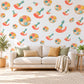 Art Wall Stickers, Paint Palette and Brush Nursery Decor, Little Artist Wall Decals, Coral Teal Mustard Playroom Peel and Stick Wall Art