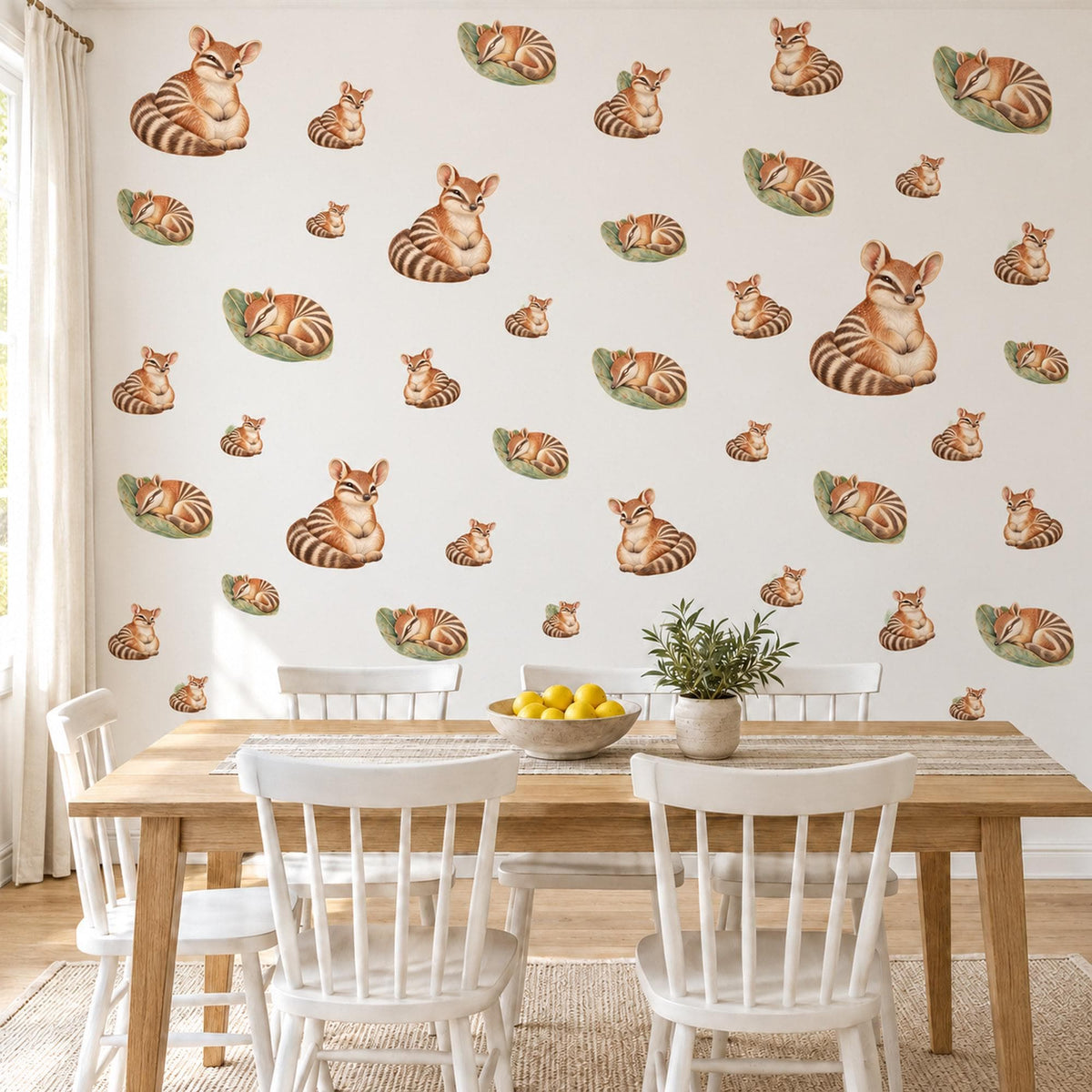 Numbat Wall Stickers, Australian Animal Nursery Decor, Cute Striped Numbat Wall Decals, Rust Green Neutral Kids Room Peel and Stick Art