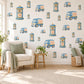 Post Box Wall Stickers, Mail Van Nursery Decor, Postbox and Heart Letter Wall Decals, Blue Peach Kids Room Peel and Stick Wall Art