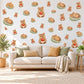 Quokka Wall Stickers, Australian Animal Nursery Decor, Cute Quokkas with Apples Wall Decals, Caramel Sage Red Kids Room Peel and Stick Art