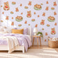 Quokka Wall Stickers, Australian Animal Nursery Decor, Cute Quokkas with Apples Wall Decals, Caramel Sage Red Kids Room Peel and Stick Art