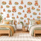 Quokka Wall Stickers, Australian Animal Nursery Decor, Cute Quokkas with Apples Wall Decals, Caramel Sage Red Kids Room Peel and Stick Art