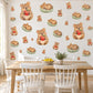 Quokka Wall Stickers, Australian Animal Nursery Decor, Cute Quokkas with Apples Wall Decals, Caramel Sage Red Kids Room Peel and Stick Art