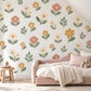 Boho Floral Wall Stickers, Daisy Nursery Decor, Wildflower Wall Decals, Girls Kids Room Sage Green Terracotta Peel and Stick Art