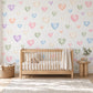 Heart Wall Stickers, Pastel Rainbow Nursery Decor, Watercolour Heart Wall Decals, Kids Room Gender Neutral Peel and Stick Art