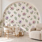 Floral Wall Stickers, Watercolour Anemone Nursery Decor, Purple Flower Eucalyptus Wall Decals, Girls Bedroom Peel and Stick Art