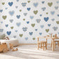 Blue Heart Wall Stickers, Gingham Boys Nursery Decor, Patterned Heart Wall Decals, Kids Room Navy Green Country Peel and Stick Art