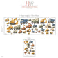 Construction Wall Stickers, Digger Truck Boys Nursery Decor, Excavator Tractor Wall Decals, Kids Room Peel and Stick Wall Art