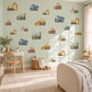 Construction Wall Stickers, Digger Truck Boys Nursery Decor, Excavator Tractor Wall Decals, Kids Room Peel and Stick Wall Art