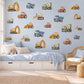 Construction Wall Stickers, Digger Truck Boys Nursery Decor, Excavator Tractor Wall Decals, Kids Room Peel and Stick Wall Art