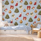 Traditional Christmas Wall Stickers, Nordic Festive Decor, Robin Stocking Snowman Tree Wall Decals, Home Kids Room Peel and Stick Art