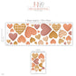 Boho Heart Wall Stickers, Terracotta Peach Nursery Decor, Patchwork Heart Wall Decals, Girls Kids Room Earthy Peel and Stick Art