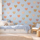 Boho Heart Wall Stickers, Terracotta Peach Nursery Decor, Patchwork Heart Wall Decals, Girls Kids Room Earthy Peel and Stick Art