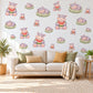 Hippo Wall Stickers, Baby Hippo Nursery Decor, Watermelon Wall Decals, Lilac Pink Green Kids Room Safari Peel and Stick Wall Art