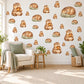 Marmot Wall Stickers, Woodland Animal Nursery Decor, Sleepy Marmot Wall Decals, Brown Sage Kids Room Peel and Stick Wall Art