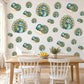 Peacock Wall Stickers, Baby Peacock Nursery Decor, Teal Bird Wall Decals, Emerald Green Gold Kids Room Peel and Stick Wall Art