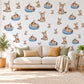 Donkey Wall Stickers, Baby Donkey Nursery Decor, Farm Animal Wall Decals, Grey Blue Apple Kids Room Peel and Stick Wall Art