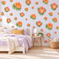 Nasturtium Wall Stickers, Orange Flower Nursery Decor, Botanical Floral Wall Decals, Coral Green Kids Room Peel and Stick Wall Art