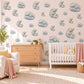 Manatee Wall Stickers, Baby Sea Animal Nursery Decor, Ocean Manatee Wall Decals, Grey Blue Sage Kids Room Peel and Stick Wall Art