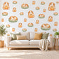 Guinea Pig Wall Stickers, Pumpkin Nursery Decor, Baby Animal Wall Decals, Ginger Cream Sage Autumn Kids Room Peel and Stick Wall Art