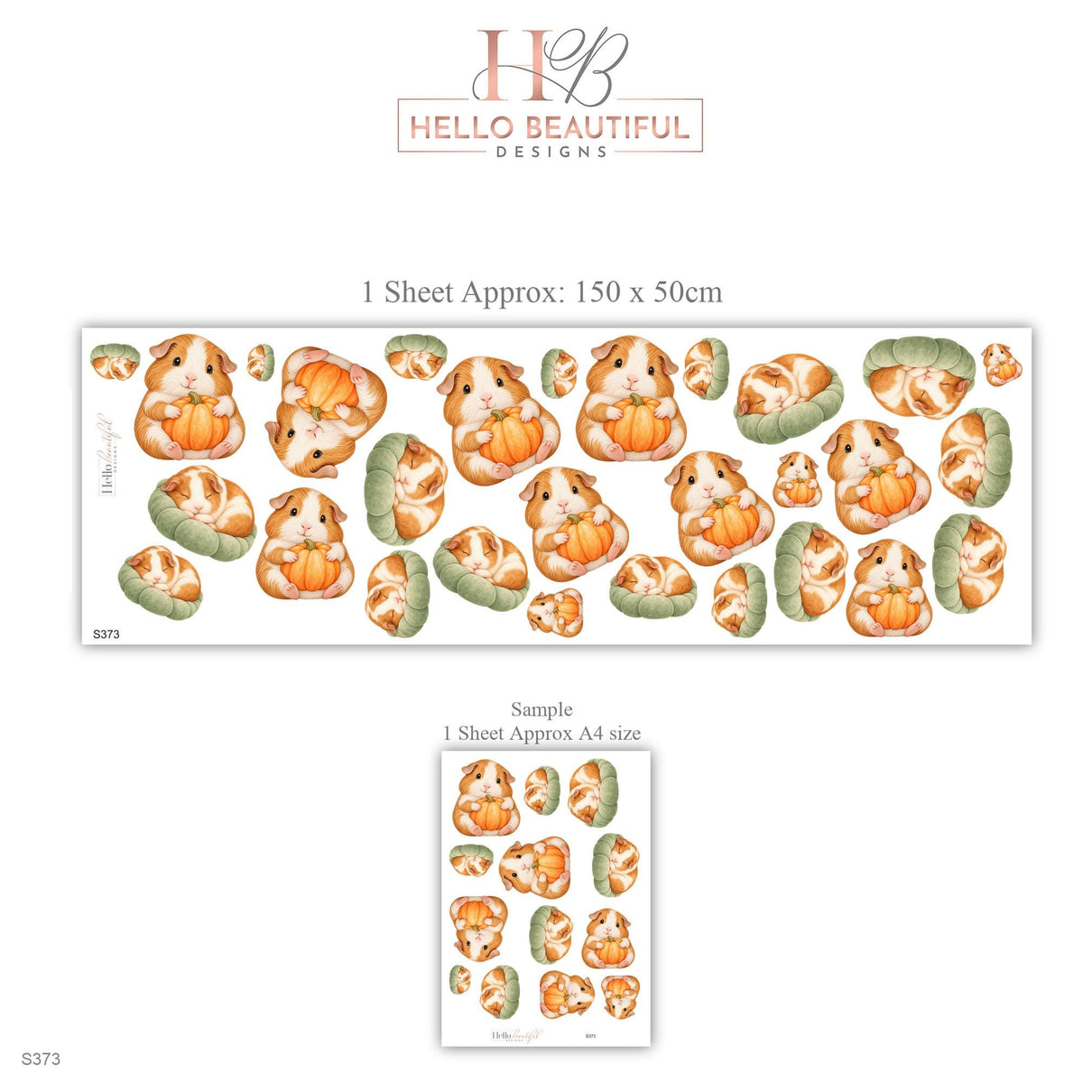 Guinea Pig Wall Stickers, Pumpkin Nursery Decor, Baby Animal Wall Decals, Ginger Cream Sage Autumn Kids Room Peel and Stick Wall Art