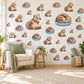 Anteater Wall Stickers, Baby Anteater Nursery Decor, Jungle Animal Wall Decals, Brown Blue Cream Kids Room Peel and Stick Wall Art