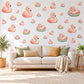 Flamingo Wall Stickers, Baby Flamingo Nursery Decor, Pink Bird Wall Decals, Blush Coral Sage Girls Room Peel and Stick Wall Art