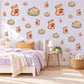 Pika Wall Stickers, Baby Animal Nursery Decor, Woodland Pika Berry Wall Decals, Caramel Red Sage Kids Room Peel and Stick Wall Art